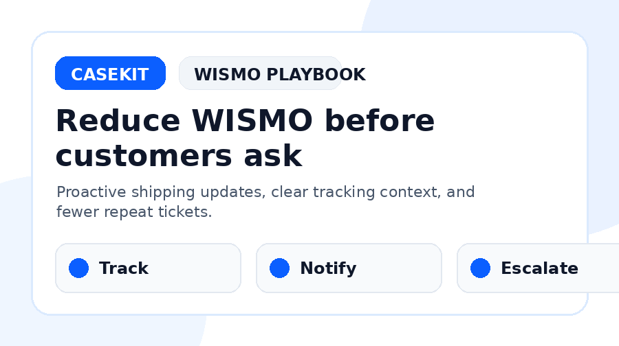 Proactive shipping support playbook to reduce WISMO tickets