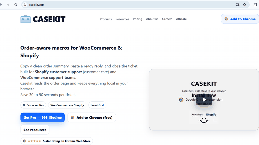 Casekit screenshot used as the visual for Shopify customer support tips